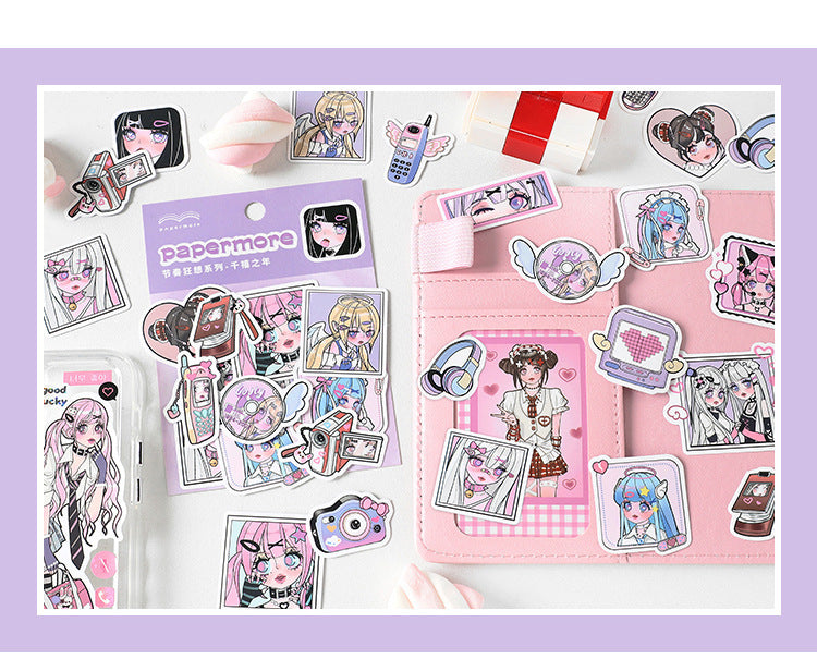 Cute Girl Anime Journal Stickers