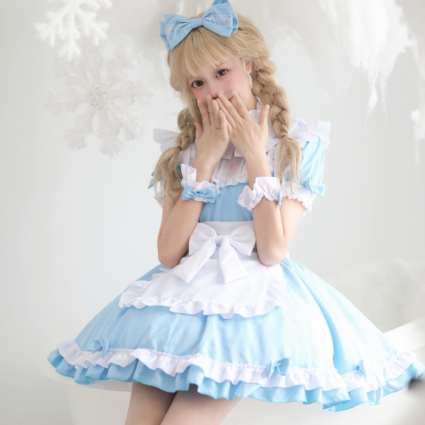 Blue Lolita Maid Costume with Removable Sleeves