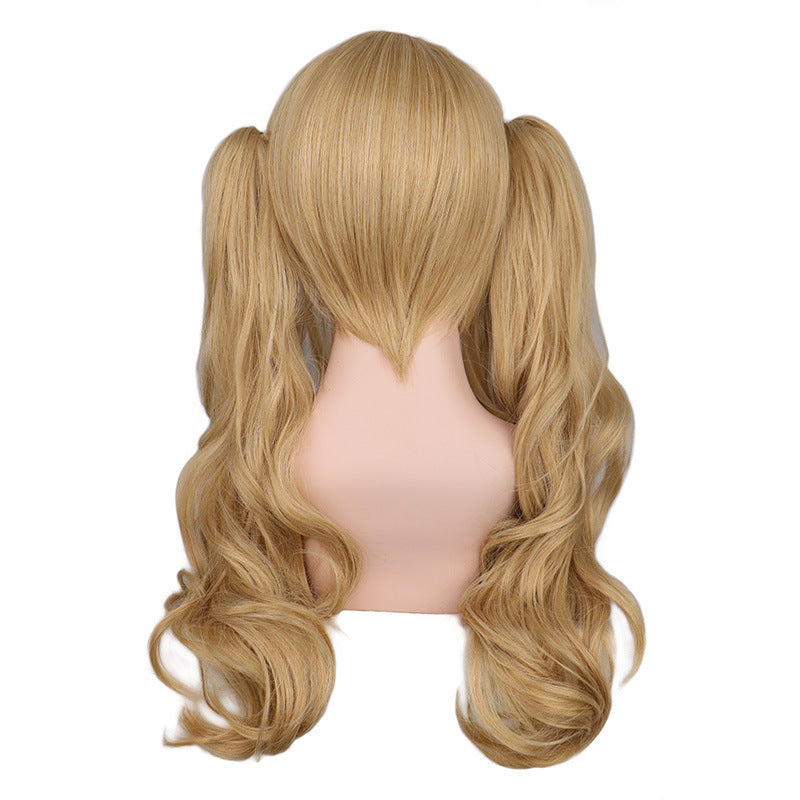 Golden Long Hair Wig Double Clip