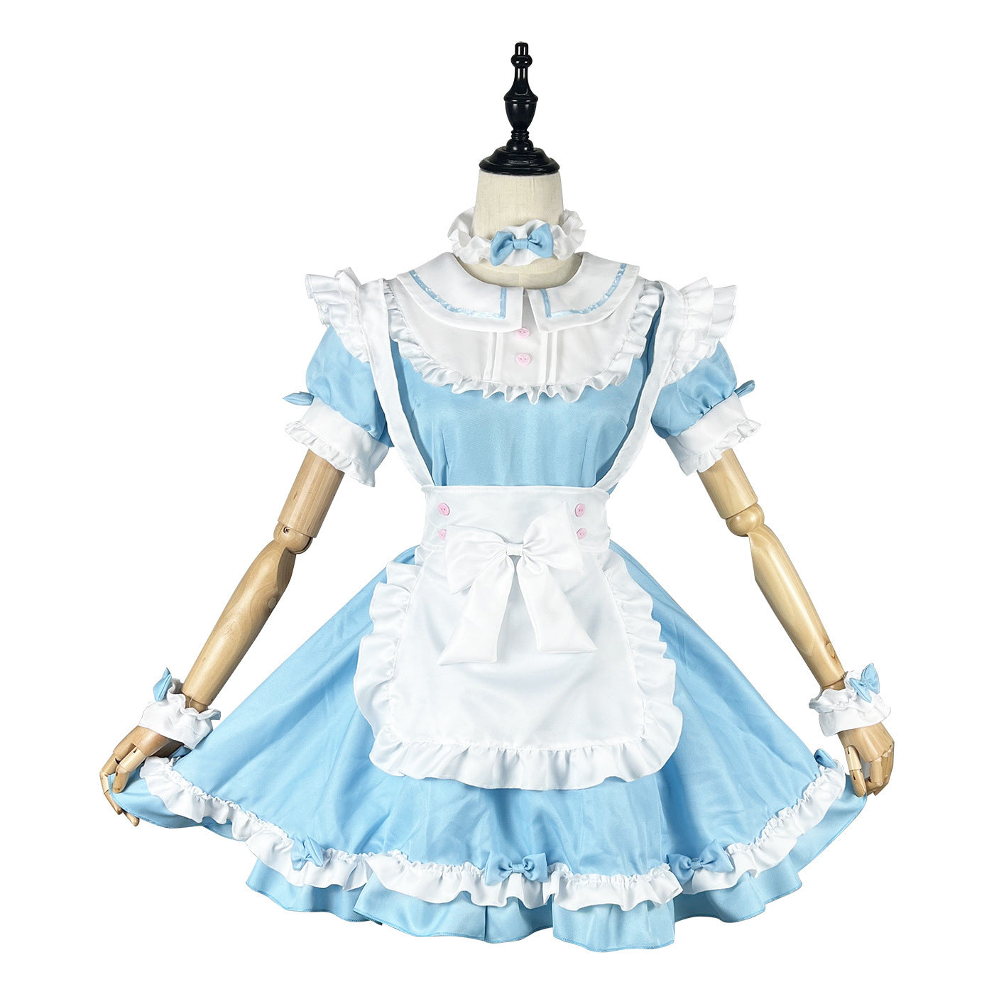 Blue Lolita Maid Costume with Removable Sleeves Sky Blue