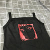Anime Print Sleeveless Top Black One size