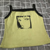 Anime Print Sleeveless Top Green One size